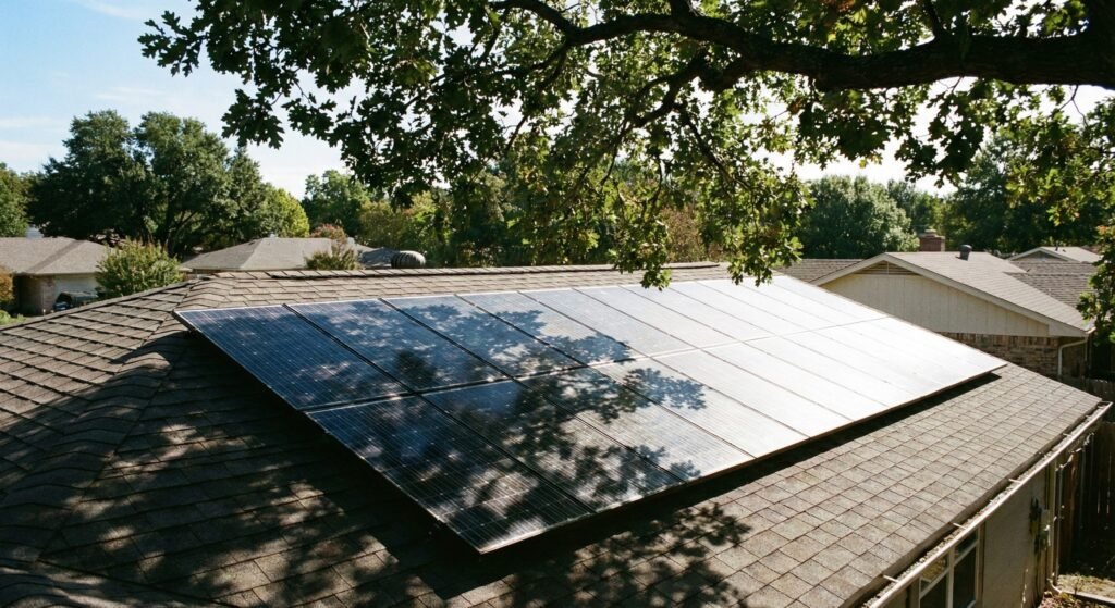 Solar panels working during a cloudy day in New York