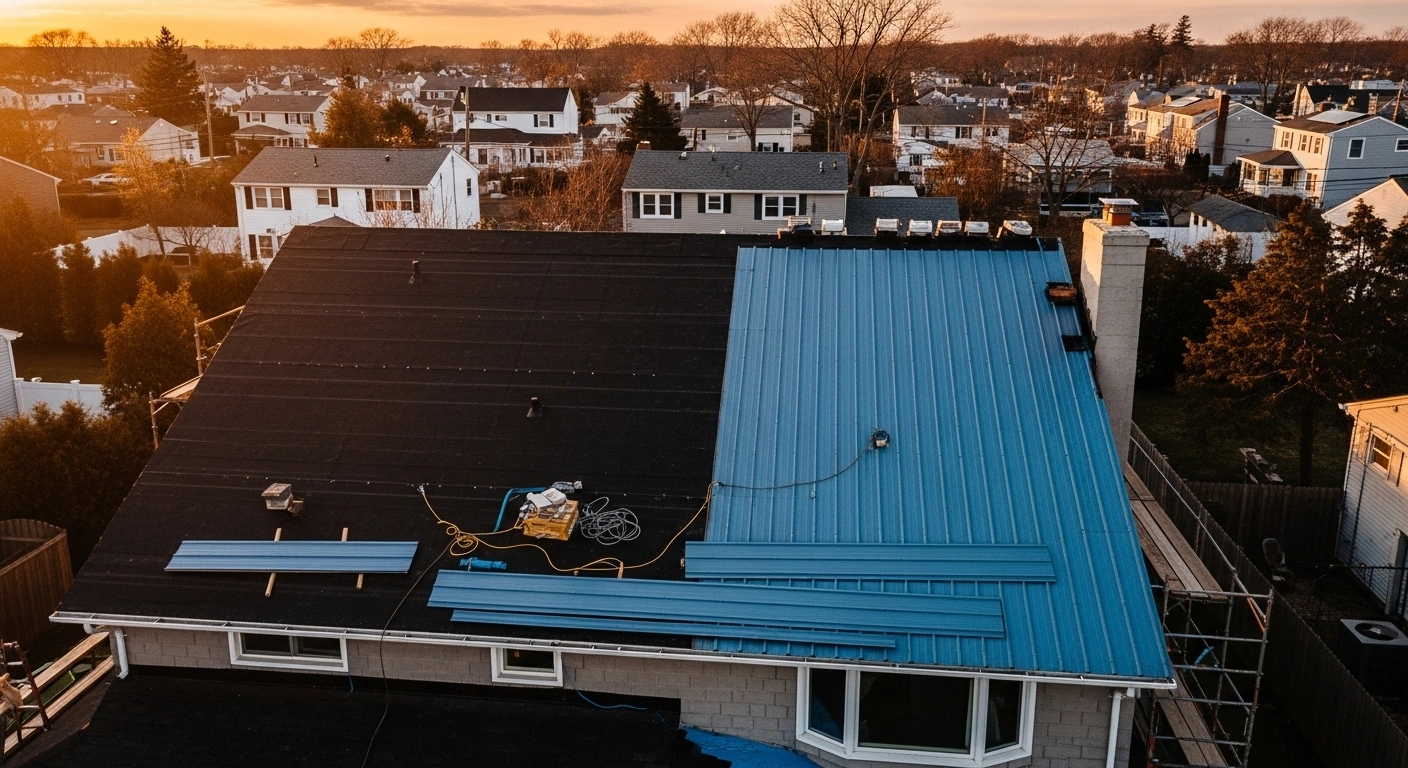 metal roof on shingles