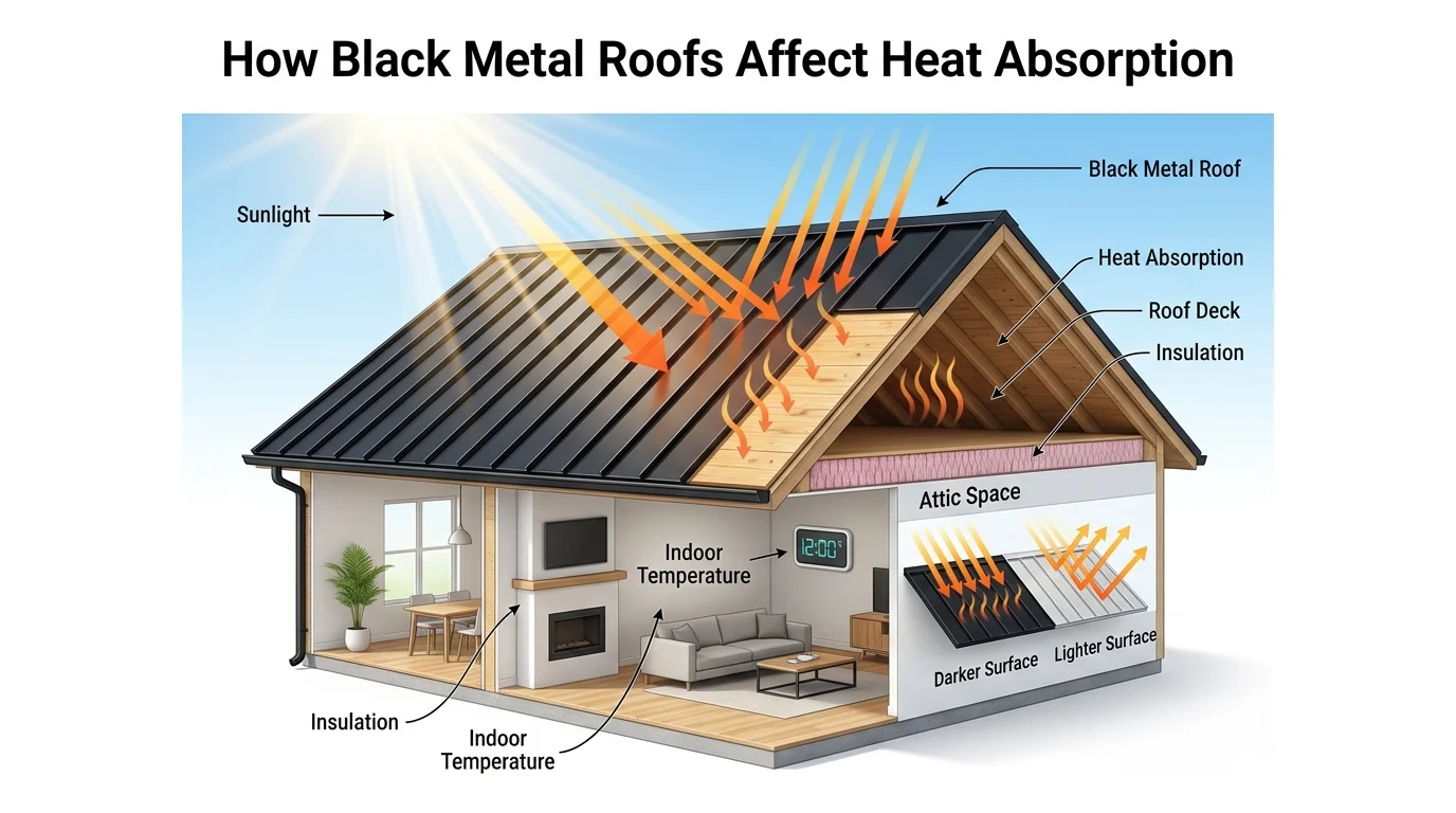 How Black Metal Roofs Affect Heat Absorption