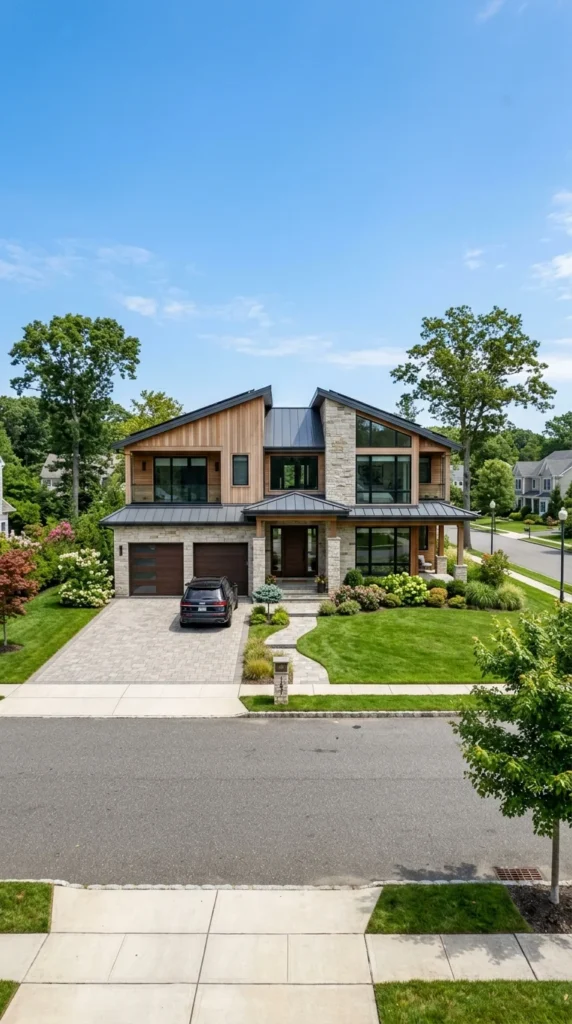 Modern custom home roof in Syosset NY