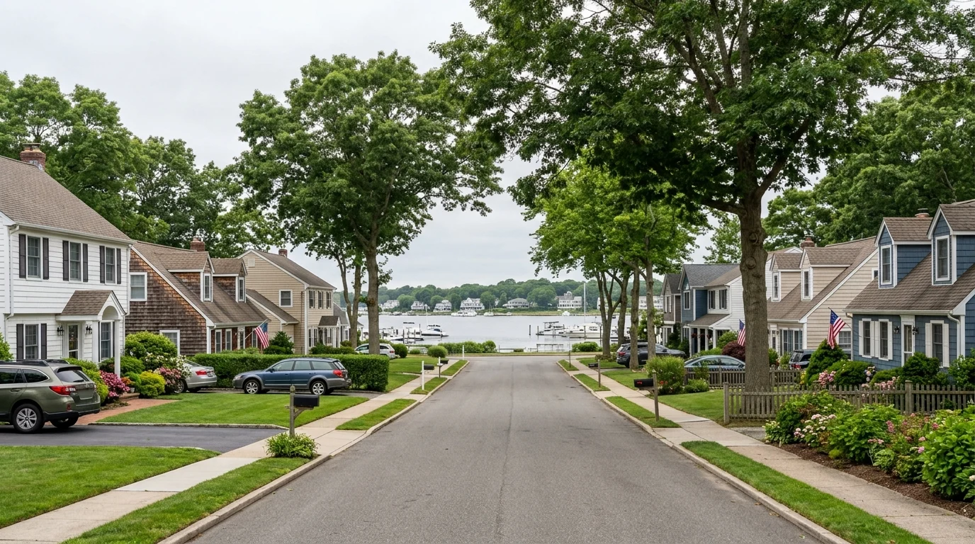 Residential_street in coastal area great river
