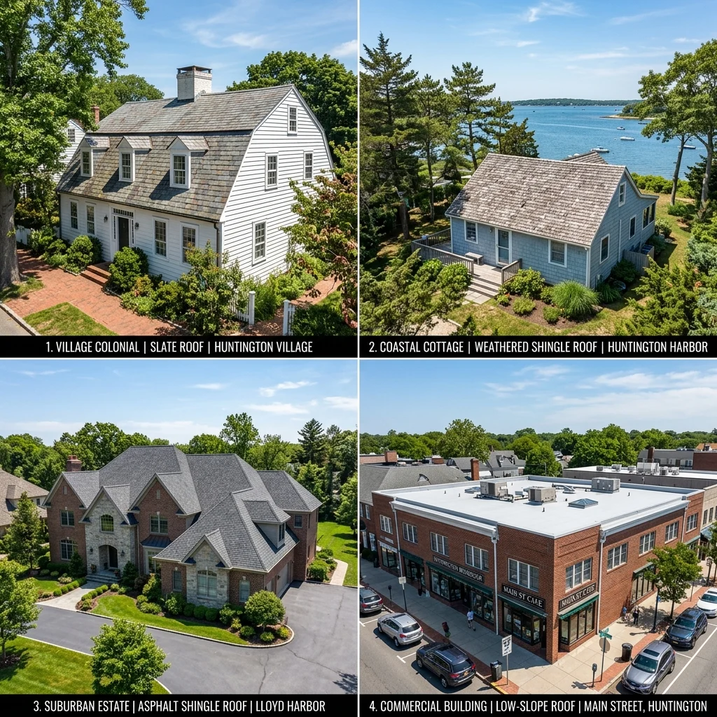 Roofing Across Huntington’s Distinct Property Areas