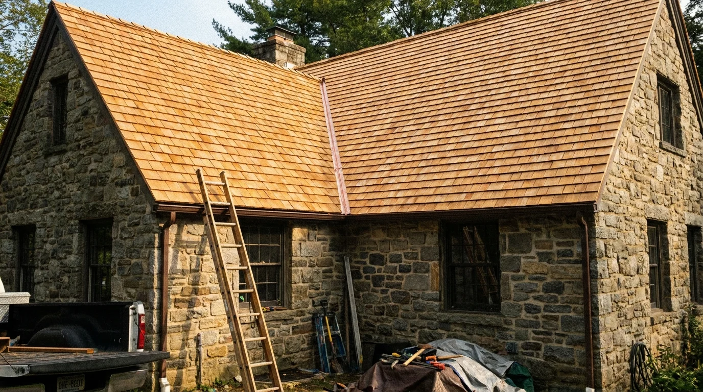 Cedar Roof Restoration on a Bayfront Cottage
