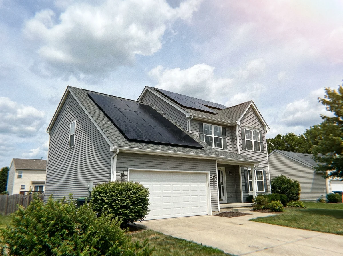 Completed solar system on a Copiague home roof