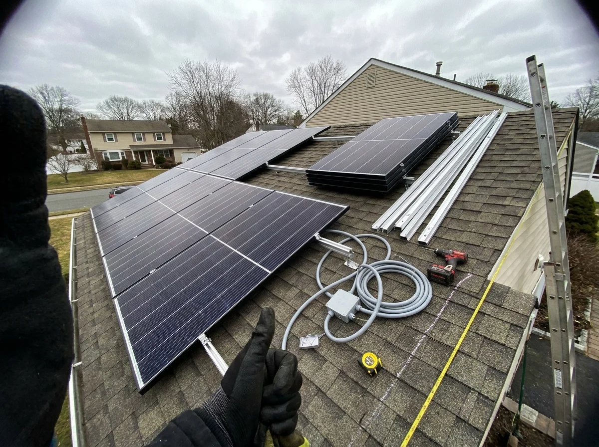 Panel layout installation on a Copiague home