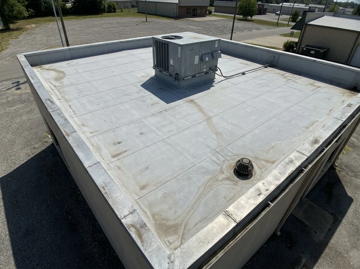 Flat roof on a commercial building