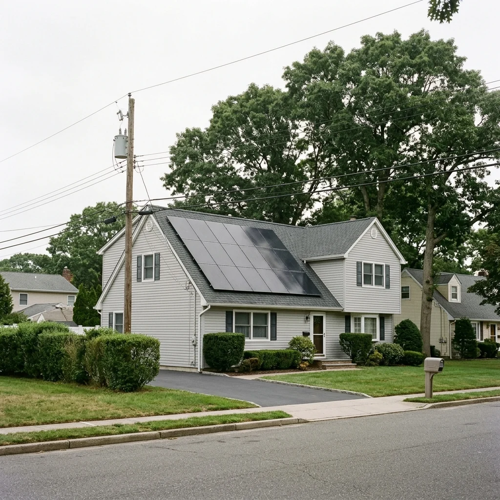 Residential solar panels installed on a home roof